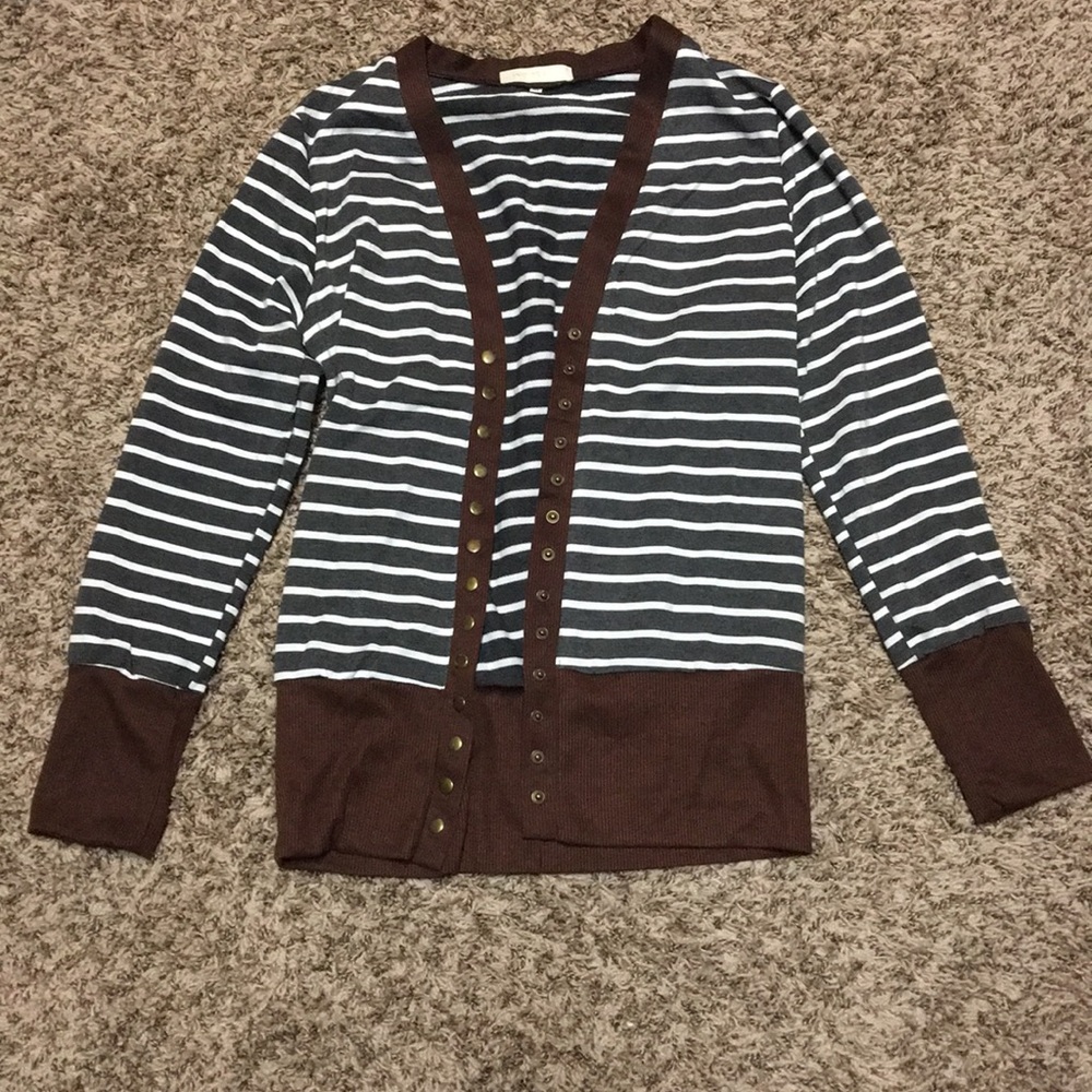 Striped Button Snap Cardigan